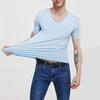 Men's Ice Silk T-Shirts Casual Short Sleeve Sports Tee Summer Breathable Moisture V-Neck Undershirt Top