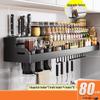 Modern Ink Black Wall-Mounted Kitchen Storage Rack