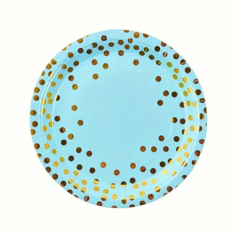 10Pcs/Set Party Disposable Tableware Set Paper Plates Cup Straws Napkin Balloon Garland Shower Home Decor Tableware Set