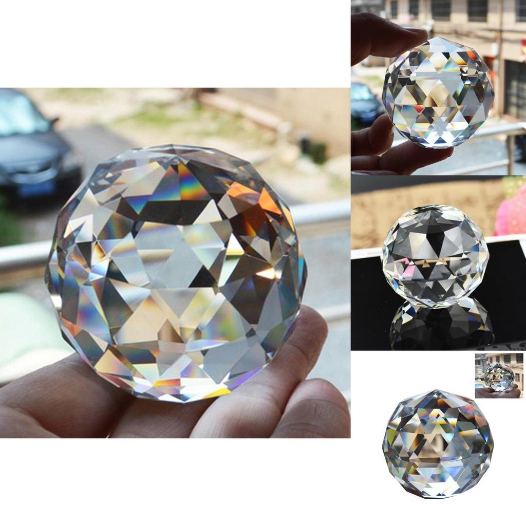 Crystal Cut Clear Sphere 50mm Faceted Gazing Ball Prisms Suncatcher Home Decor