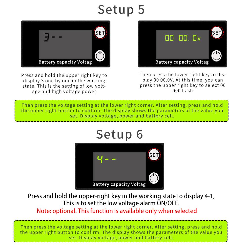 Battery Capacity Indicator Lead Acid Lithium LiFePO4 Digital Voltmeter Ammeter Meter Wattmeter with Temperature Alarm DC 8-100V