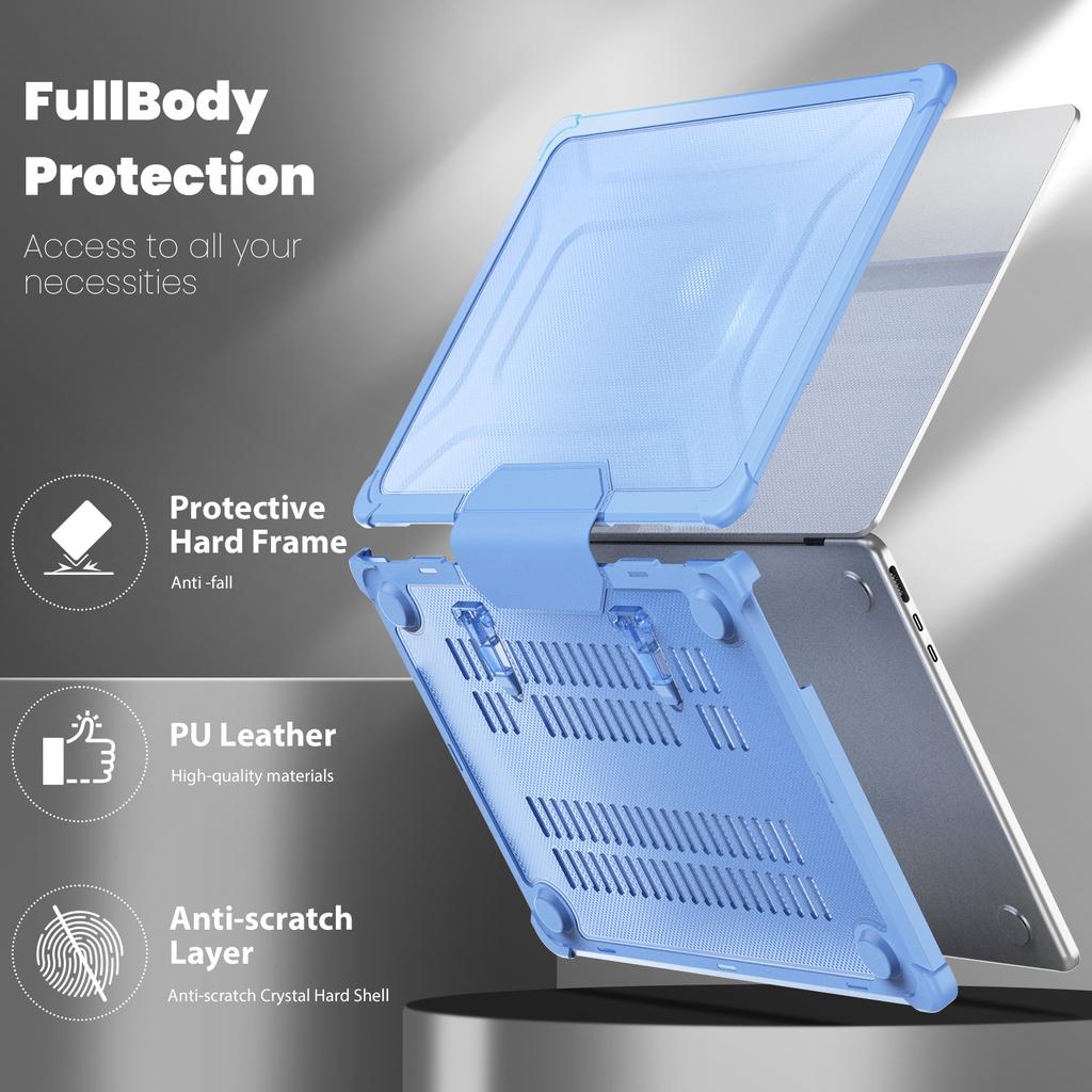 For MacBook Air 13 Inch (2025)/(2024)/(2022) M2 A2681 Laptop Case PC+TPU Kickstand Heat Dissipation Cover