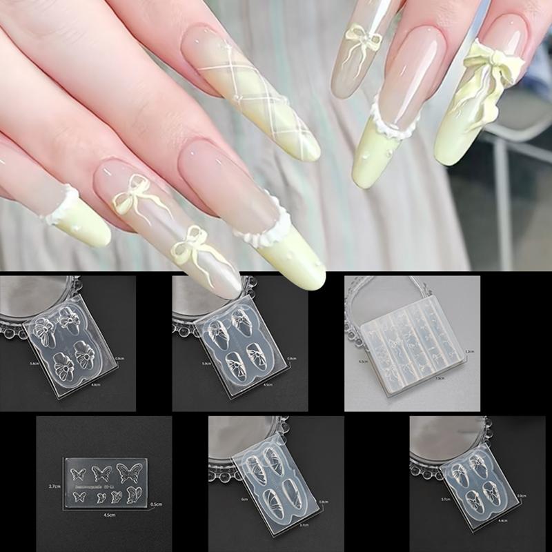 Nail Silicone Molds Stamp Reusable Nail Charms Nail Tools Stereoscopic Decoration Accessories Relief Butterfly Decal