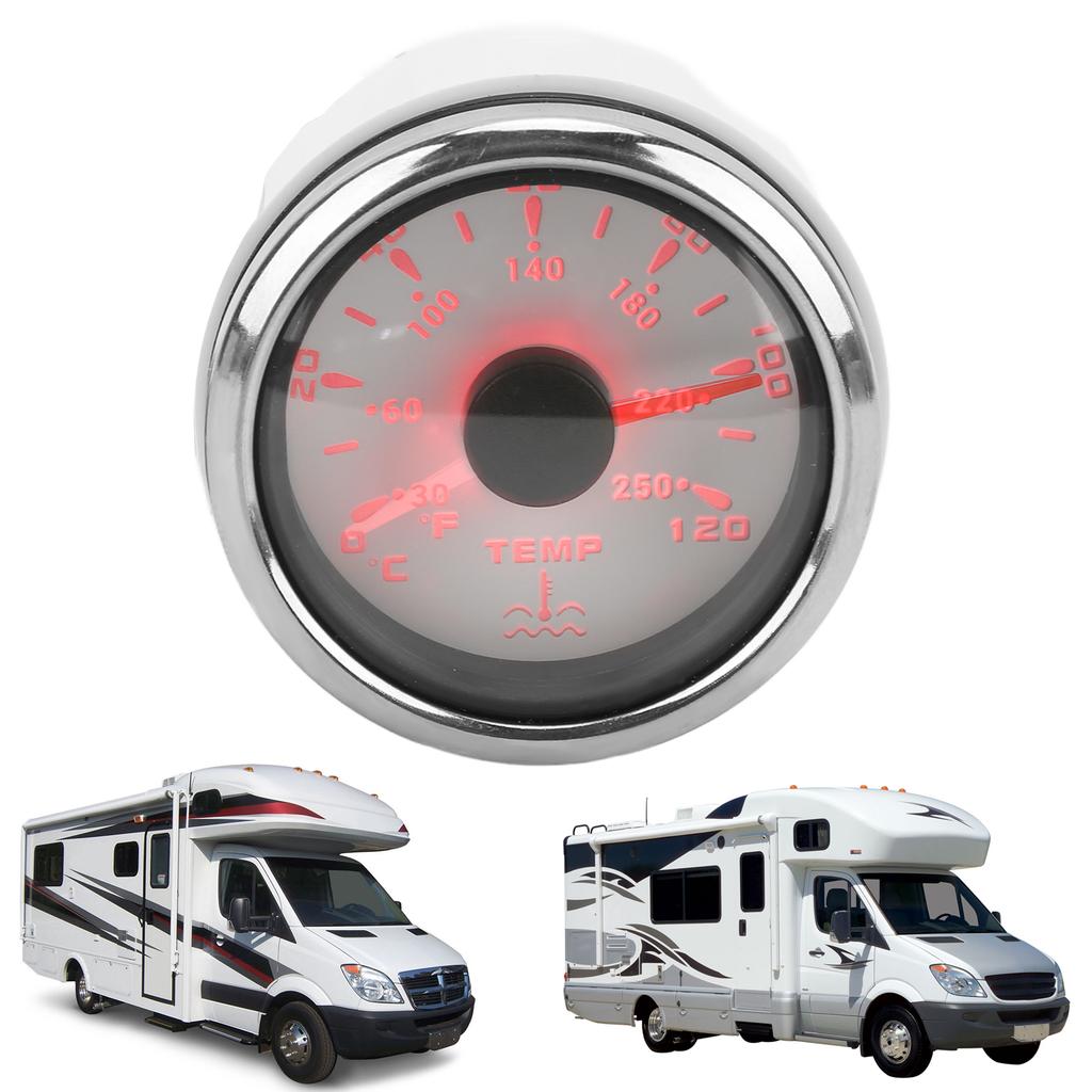 52mm Water Temperature Gauge 7 Colors Backlight IP67 Waterproof 1600‑22 Ohm  Pointer Indication Meter for Boats RVs