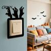 Bedroom And Living Room Decor Halloween Wooden Switch Sticker, Decorative 2D Wall Decal, Featuring Skeleton Hand Bats Decals Spider Web Designs, Plate
