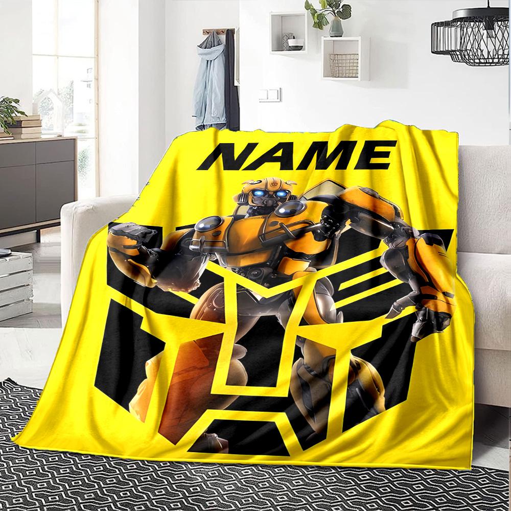 Customizable Bumblebee1 Throw Blanket – Personalized Name, All-Season Cozy Snug Blanket, Machine Washable, Personalized Blanket