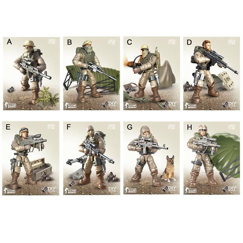 

Xiangjun Full Joint Can Twist Sand Eagle Special War Minifigure Puzzle Building Block Toy Boy Assembly Plastic Building Block Toy