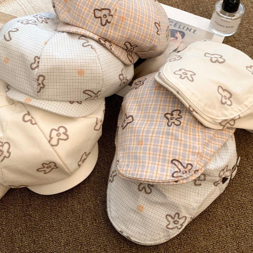 Cartoon Octagonal Hat British Style Y2k Painter Hat Personality Flower Beret  Girls