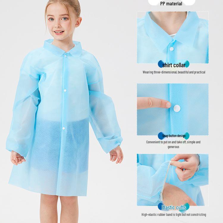 Children's Disposable Science Experiment Coat - Non-woven Protective Coverall for Painting and School Activities