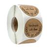 50pcs Round Natural Kraft Handmade Stickers Scrapbooking for Package Adhesive Thank You Sticker Seal Labels Stationery