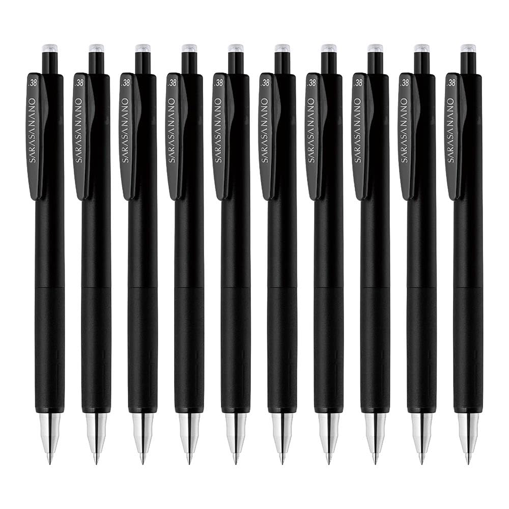 Zebra Sarasa Nano Gel Ballpoint 10 Pen, 0.38mm, Black, Pens, B-JJX72-BK-N чёрный