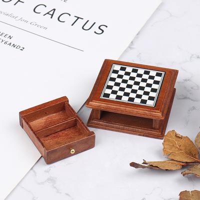 1:12 Dollhouse Miniature Chess Board Storage Box Set Furniture Accessories Toys