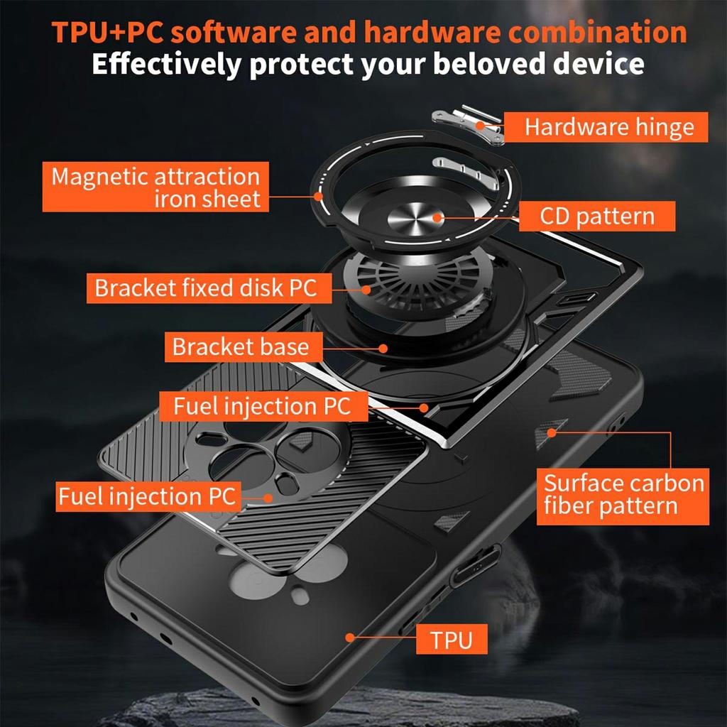 For Realme 14 Pro 5G Magnetic Case Rotating Kickstand TPU+PC Phone Cover