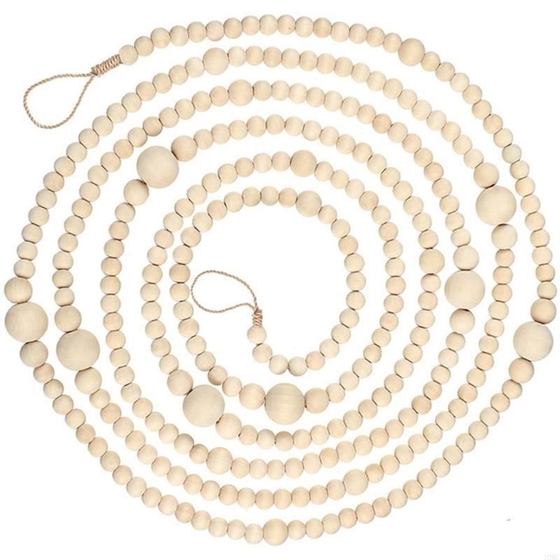 Natural Wooden Bead Strands For Christmas Tree Decors And Gift Wrapping Accent J0MC