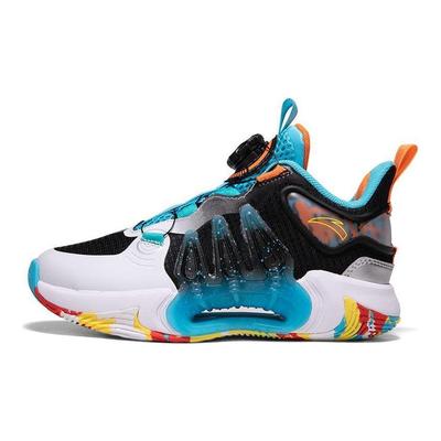Kids Crazy Slip Resistant Durable Lightweight Mid Top Basketball Shoes Kids Sneakers White Blue 312311120-1
