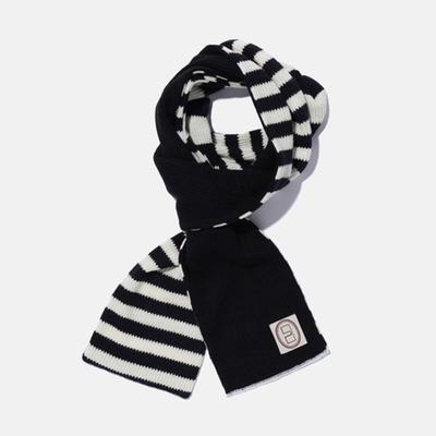 Karactor Striped Knit Muffler / Black Ivory