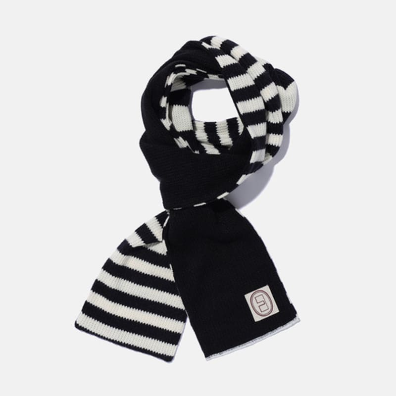 

karactor Striped knit muffler / Black ivory ONE