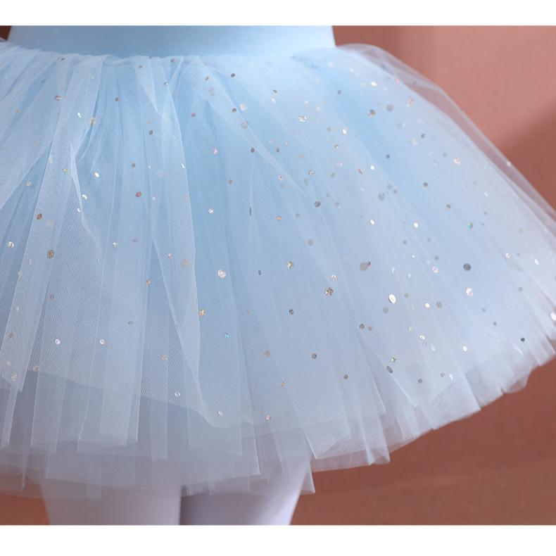 Children's Dance Clothes, Pure Cotton Spring Long-sleeved Girls' Practice Clothes, Blue Children's Ballet Sequined Gauze Skirt