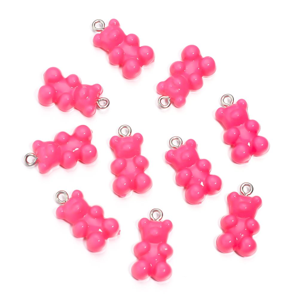 10Pcs/Lot 22×12mm Acrylic Pendant Macaron Colored Mini Bear Pendant For Diy Cute Necklace Earrings Gift Jewelry Accessories