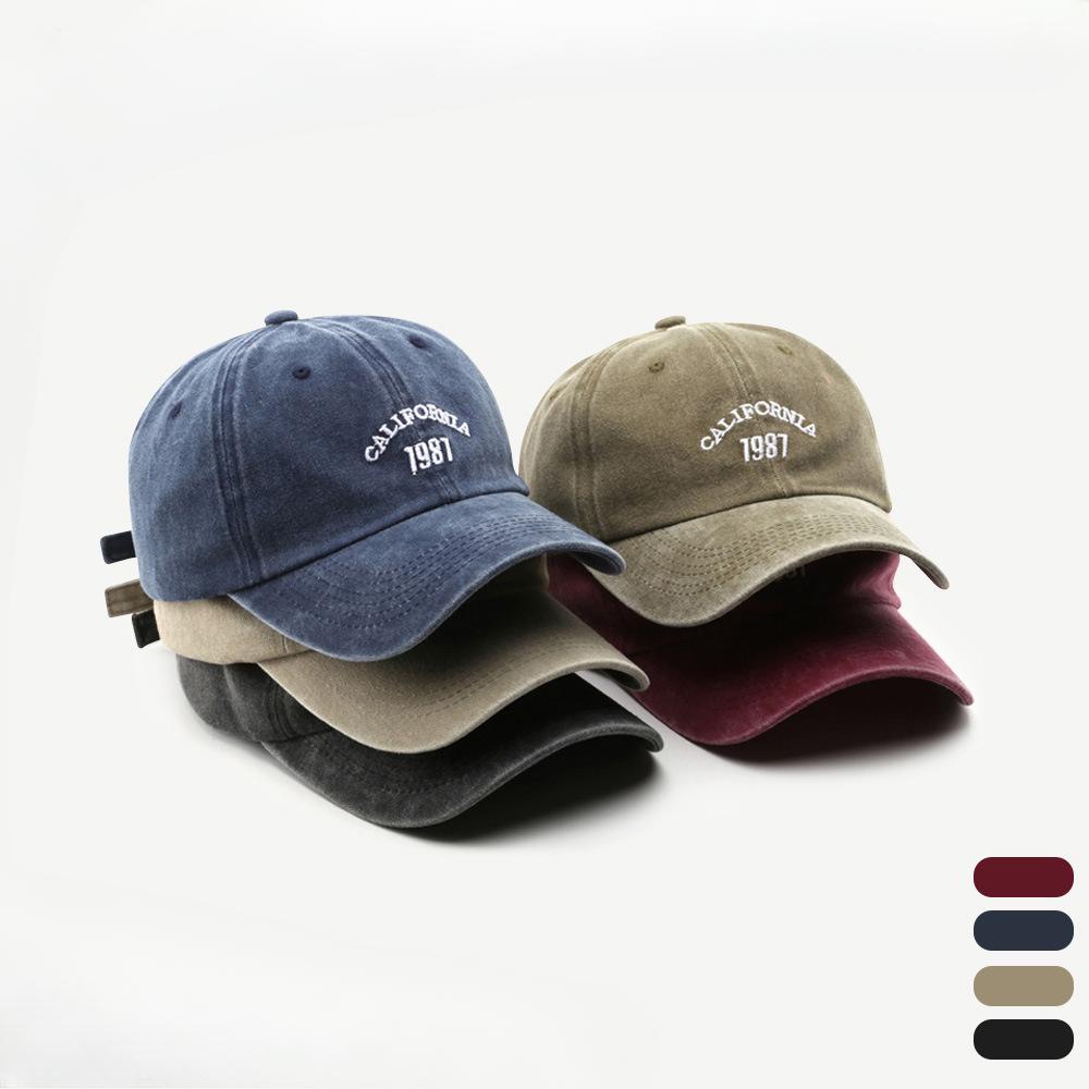 Koreansk Retro Tvättad Grå Basebollkeps Herr och Dam Stor Huvud Mångsidig Ansikte Visande Liten Hatt Amerikansk Gammal Denimhatt