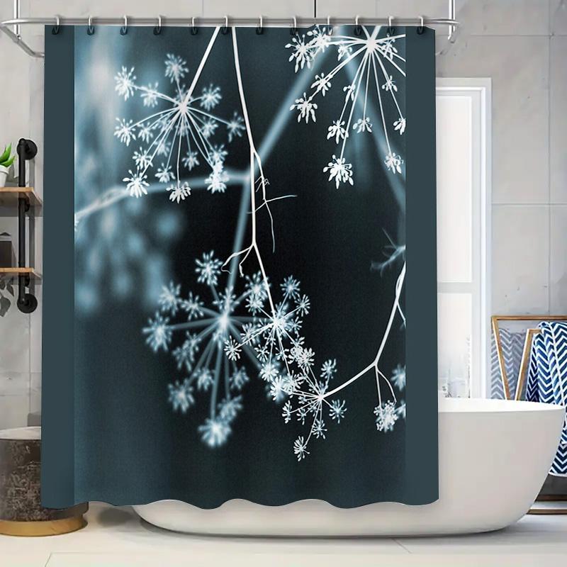 

Botanical Shower Curtain Nature Floral Linen Bathroom Decor Vintage Blue Green Plants Washable Waterproof Fabric 90x180cm