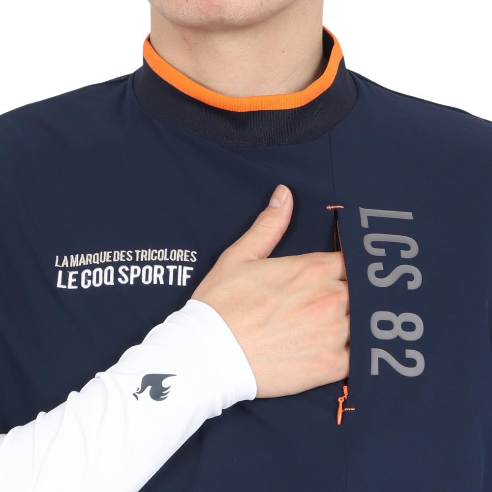 Coq Sportif Pullover With Short Sleeve Cut and Light Rain Golf LG4FTZ00M NV00 [Le Golf] [Stretch Forcer] Inner, Sew, Lightweight, Compatible, Men's
