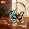 2D Flat,heart-shaped Acrylic Colored Butterfly Decoration,suitable for Living Room, Study Decoration, Room Decoration, No Electricity Required