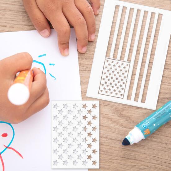 6Pcs American Flag Stencil Set Reusable Plastic Templates for DIY Crafts Painting On Wood Fabric Wall 3 Sizes Craft Stencil Kit for Patriotic Decor