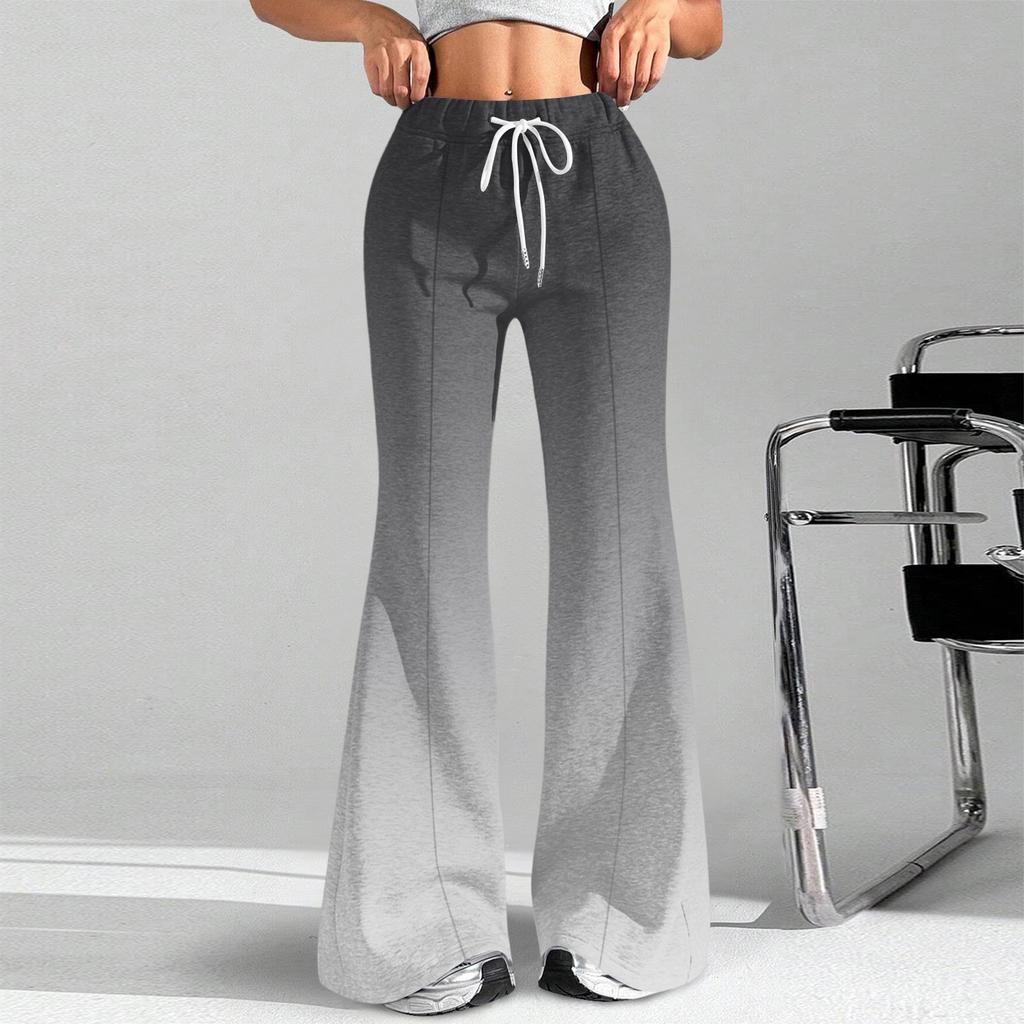 Damenmode Lockerer Kordelzugbund Farbverlauf Bedruckte Lässige Sporthose Lässige Schlaghose