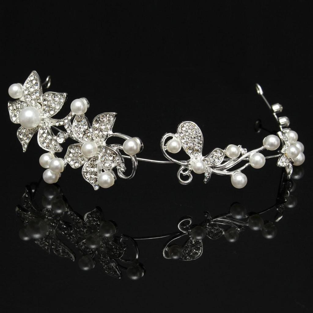 

Elegant White Beauty Crystal Headband Stunning Hair Accessory For Ceremonies 11.4*1.8inch білий