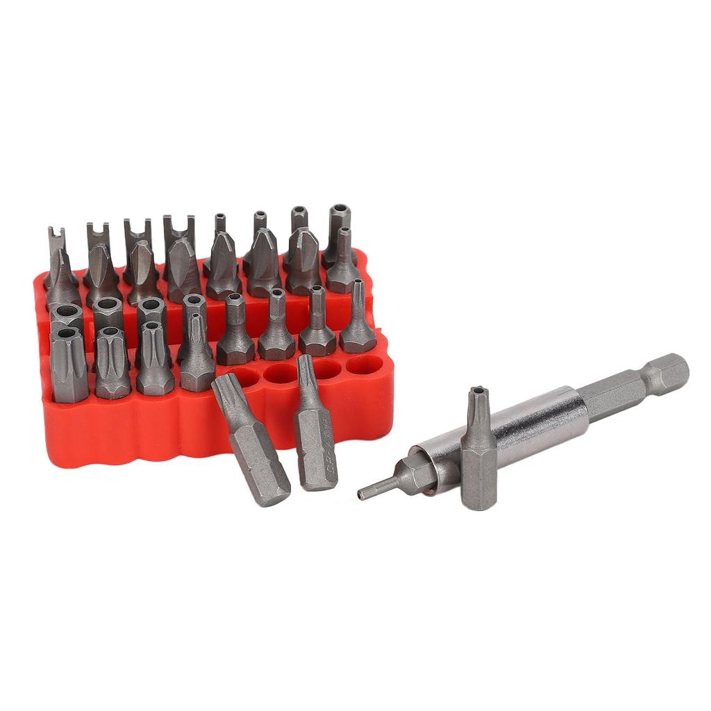 33Pcs Security Screw Hex Bit Set Chrome Vanadium Steel 14in Shaft for Vehicle Computer