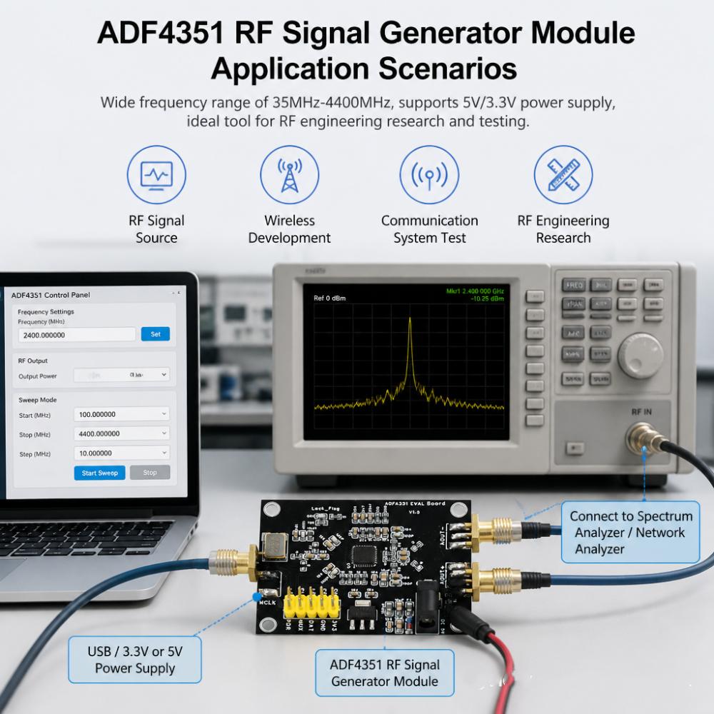11M-1.1GHz PLL RF Signal Source Development Board ADF1111 Signal Generator Module 1V/1.1V For Engineering R&D And Test
