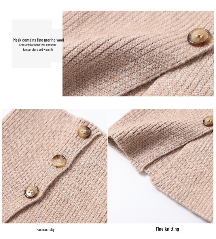 Unisex Wool Knit Neck Warmer: Autumn/Winter Buttoned Scarf Collar