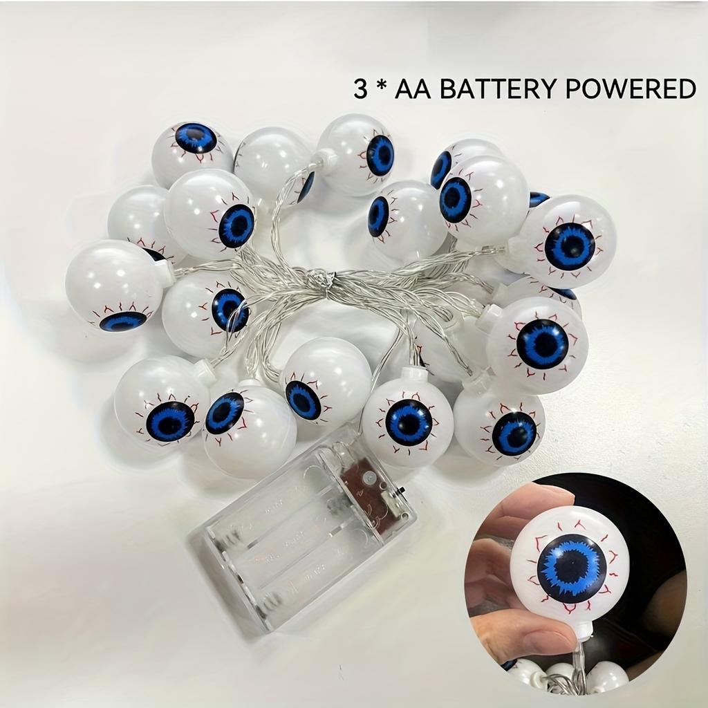LED Luminous Eyeballs Simulation Halloween Horror Atmosphere Eyeball String Lights Battery Powered Glowing Eyeball Hanging Lamp