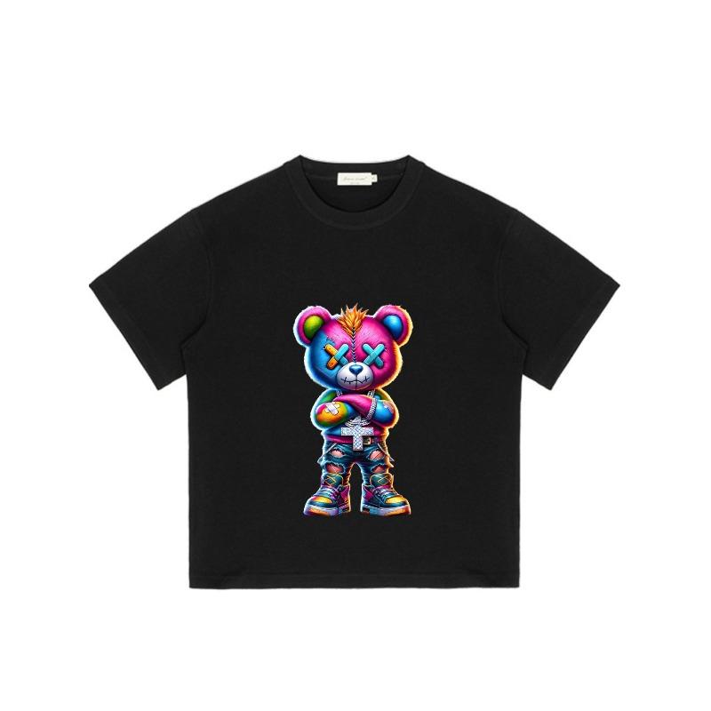 Unisex Oversized T Shirt Black Kaws Bear Graffiti Print Streetwear Fashion Casual Wear for Men and Women Artistic Design Trendy Outfit Statement Piece