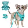 Dog Harness Small Dog - Reflective Breathable - Mesh Harness D-Ring Adjustable Soft Pet Leash Harness Set (S, Light Blue)