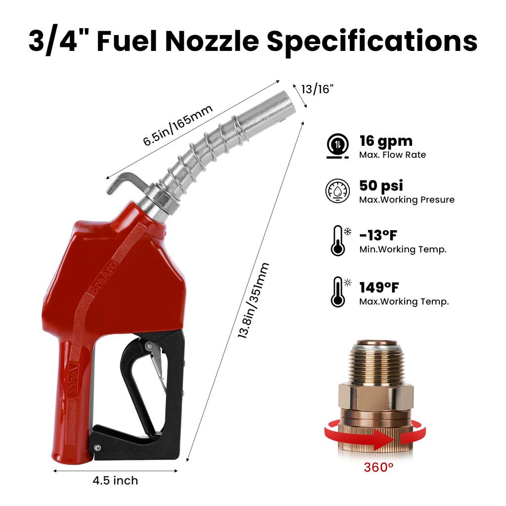 Aluminum Refilling Nozzle Gun Automatic Cut off Fuel Refilling Nozzle Diesel Oil Dispensing Tool Oil Water Manual Refueling Gun