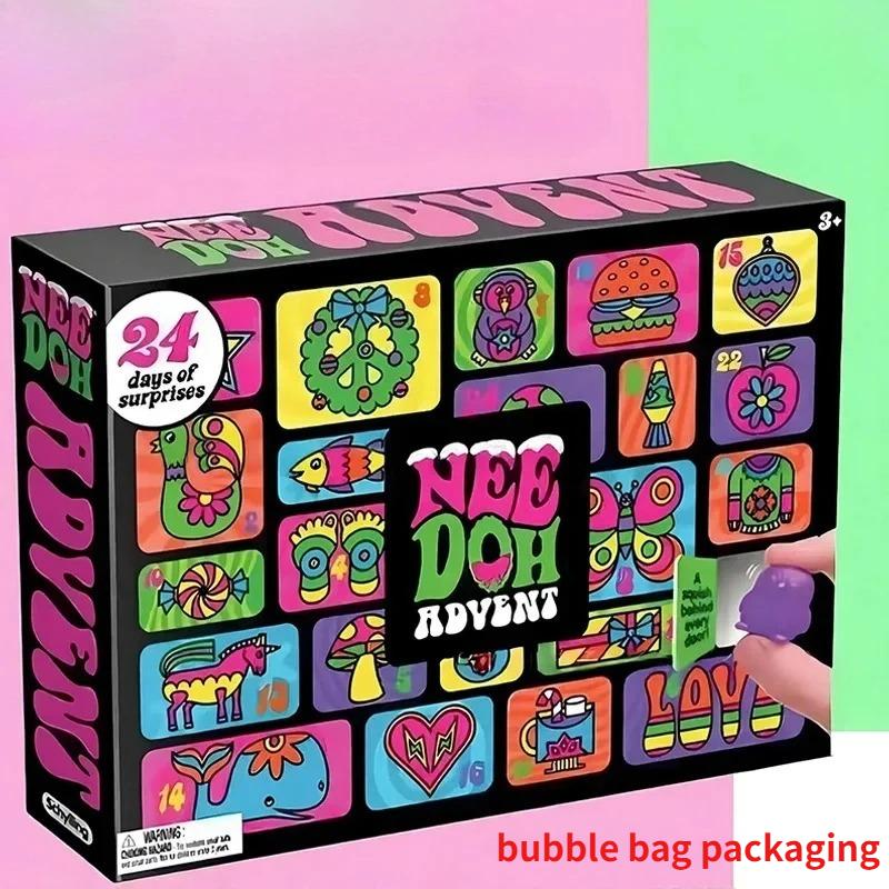 2026 NeeDoh Advent Calendar 24Pcs 3D PVC Fidget Doll Christmas Countdown Calendar Surprise New Year Gift Party Gift2