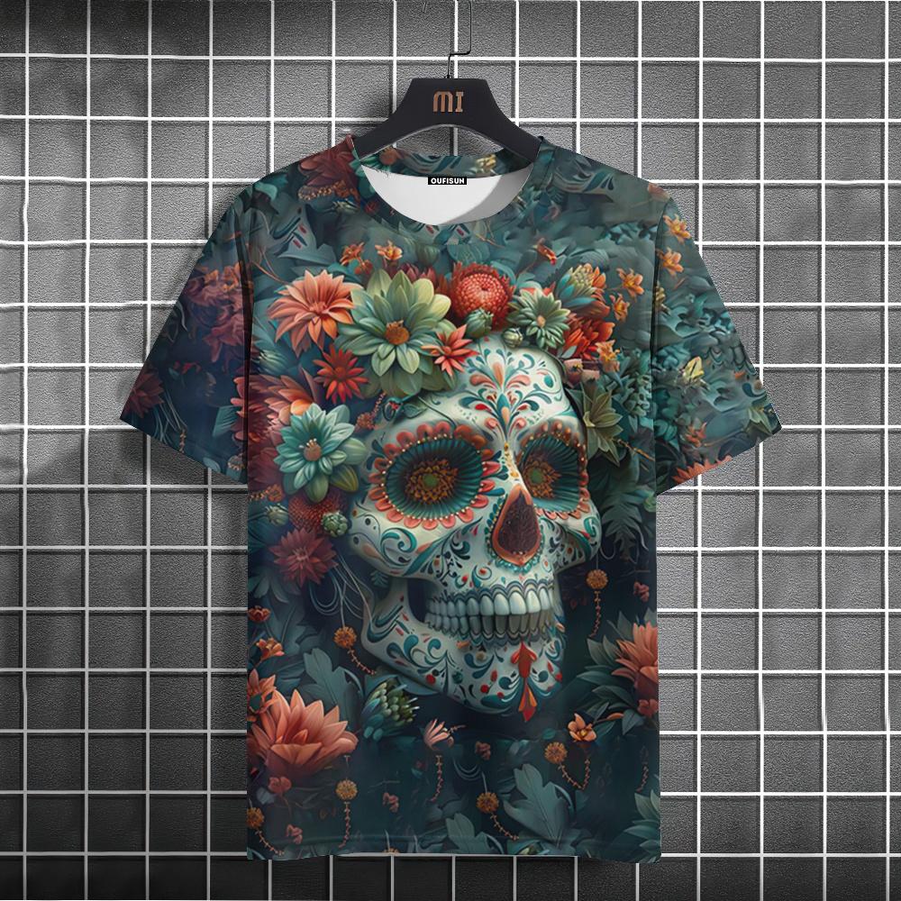 Mexican Skull Day Of The Dead Graphic T Shirt For Unisex WoUnisexs Graffiti Clothing Horror Goth T-shirts Fashion Streetwear Tops Tees