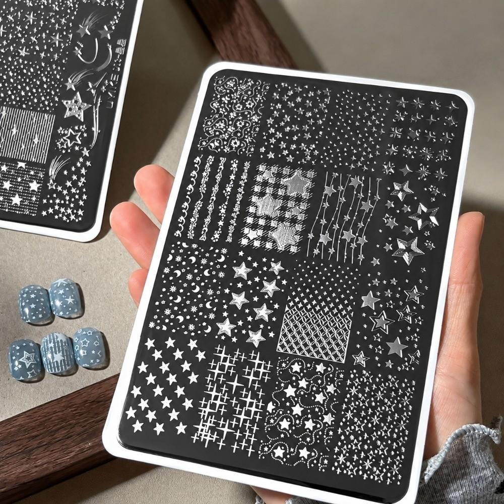 Star Moon Nail Stamping Plates Rectangle Shape Silicone Stamp Printing Template  Manicure Tools
