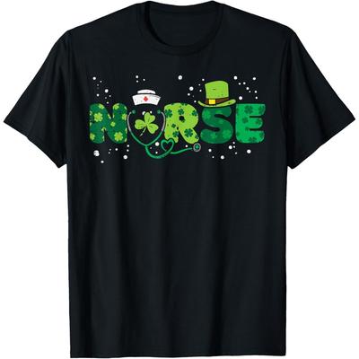 Irish Nurse Stethoscope Scrub St Patricks Day Nurses Women T-Shirt