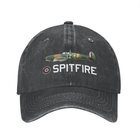 Popular washed old baseball cap World War II Spitfire fighter print sunshade cap sun cap