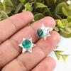 Green Emerald Gemstone Earrings Jewelry, Handmade Beautiful Star Stud Silver Earrings, 925 Sterling Silver Jewelry For Wedding Gift