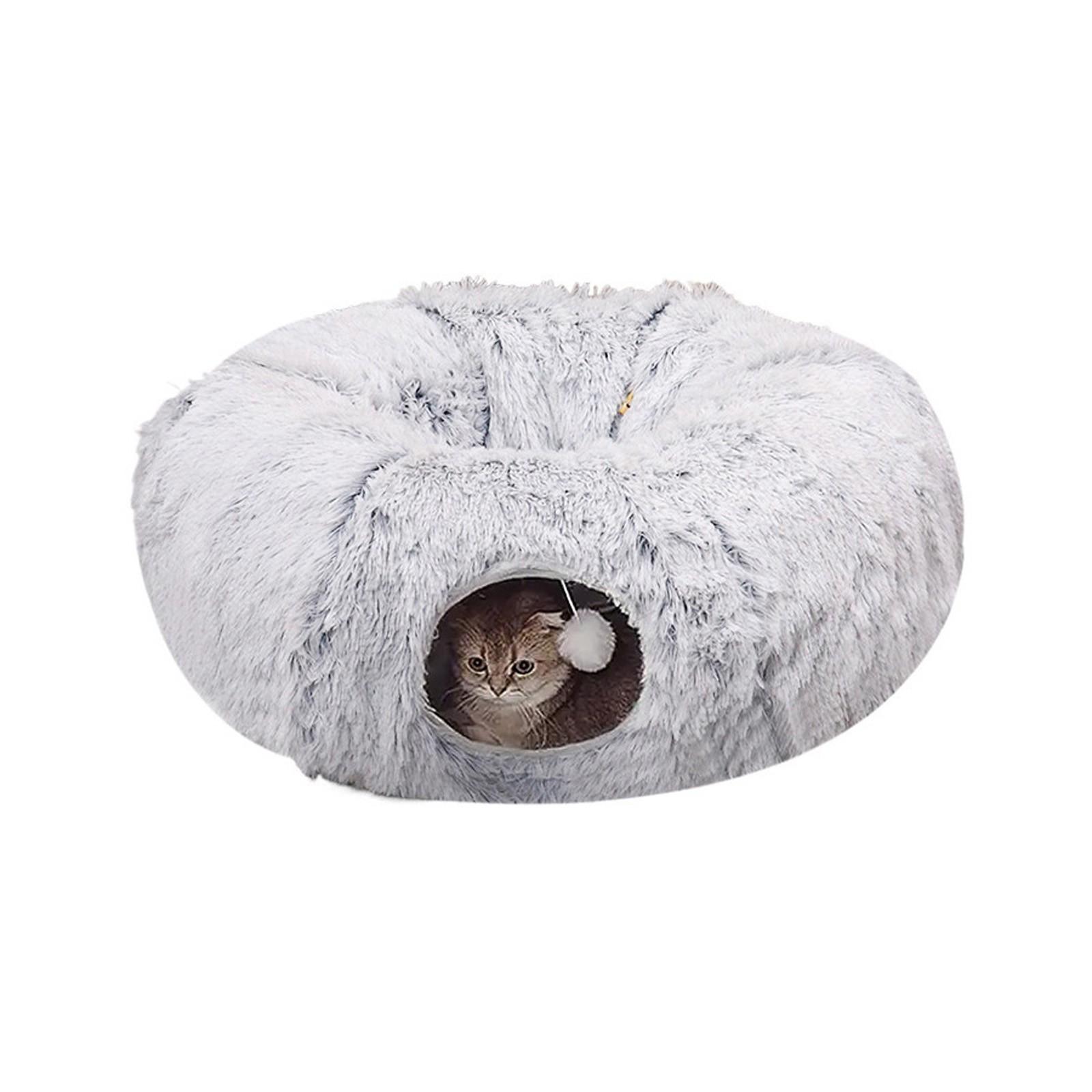 

Туннельный кот длинный плюшевый кот теплый питомец складной One Size серый