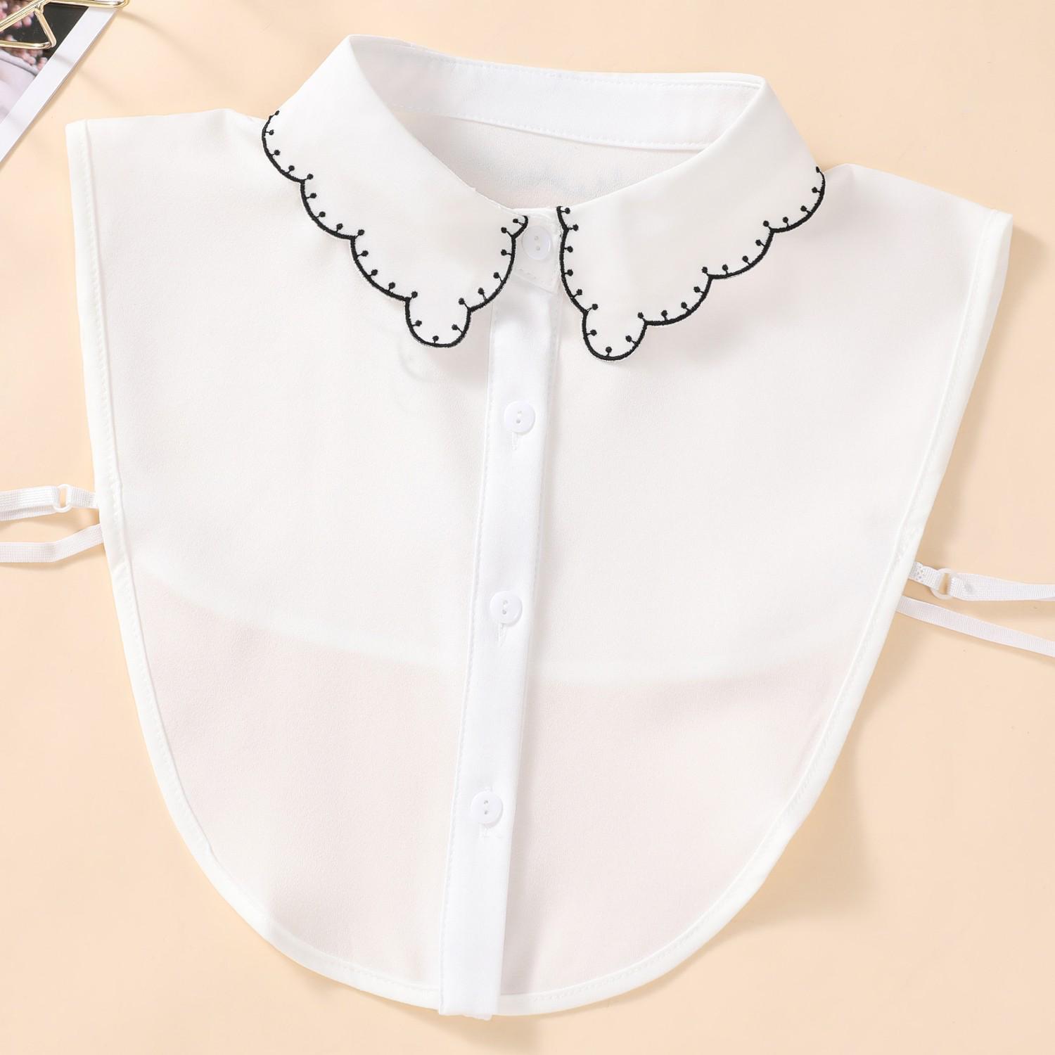 New Hot-Selling Black & White Chiffon Embroidered Color Block Versatile Fake Collar 35