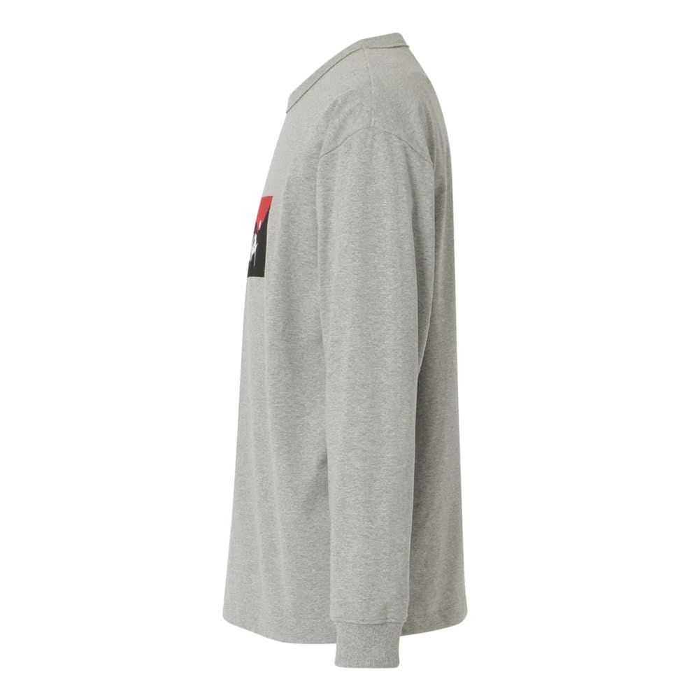 NANGA Eco Hybrid Box Logo Long Sleeve Size Medium Men's T-Shirt, L/S, NW2331-1G299, L.GRY,