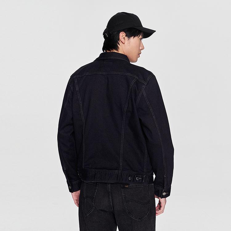 Lee Standard Version Polo Collar Knight Denim Jacket Men jackets Black LMT0065653YS00F898L00