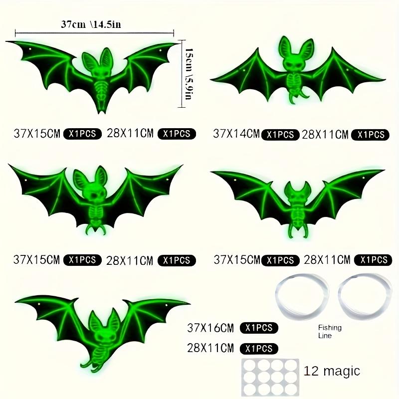 

10pcs Halloween Glow-in-the-Dark Hanging Bats, Suitable for Holiday Decorations, Halloween Hanging Decoration 10pcs