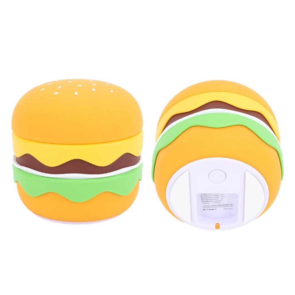 Silicone Night Light Cute Hamburger Shaped USB Rechargeable Soft Lighting Tap Control Dimmable Nursery Night Lamp for Bedside Room Decor