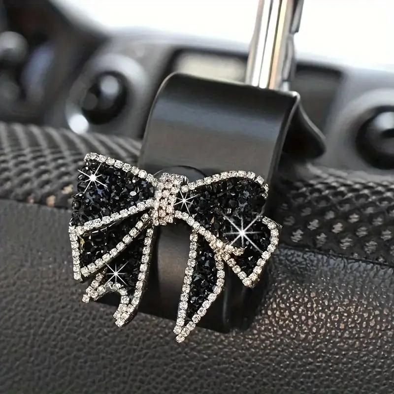 Sparkling Rhinestone Bow Car Hook - Cute Rear Seat Storage Pendant, Suitable for Most Car Models
